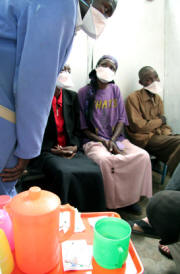 TB patients are counseled before taking their drugs at a clinic in the Kenyan capital, Nairobi. Photo: Siegfried/IRIN