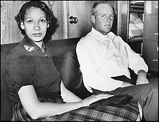 Mildred Loving and her husband, Richard, took their case to the U.S. Supreme Court, which in 1967 struck down bans on interracial marriage. Photo: Associated Press 1965 