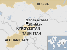 Map of Central Asia including Manas airbase.