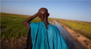 The half-dozen strangers who descended on the remote village of Soumouni, Mali brought its hand-to-mouth farmers alarming news: their humble fields, tilled from one generation to the next, were now controlled by Libya�s leader, Col. Muammar el-Qaddafi, and the farmers would all have to leave. Across Africa and the developing world, a new global land rush is gobbling up large expanses of arable land and displacing farmers. The government in Mali has welcomed investors who will use the Niger River for irrigation. Photo:  Tyler Hicks/New York Times