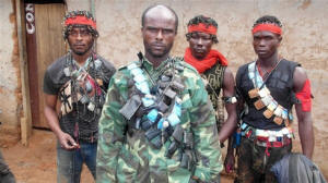 Four anti-balaka militia in the Central African Republic. Photo: Crispin Dembassa-Kette/IRIN