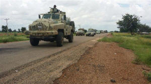 Nigerian army vehicle driving along a highway. Photo: Nigerian Defense Headquarters
