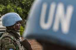 United Nations peacekeepers from Rwanda wait for orders at the UN Mission in South Sudan (UNMISS) base in Malakal, South Sudan on Thursday. Photo: Jane Hahn/The Washington Pos