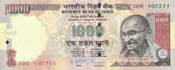 The Indian 1000 rupee note that must be exchanged for new currency. Photo: Government of India