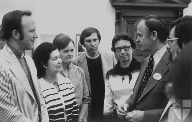 1977 Photo of advocates for food aid reform speaking to U. S. Agriculture Secretary Robert Bergland. WHES Founder Pat Kutzner is pictured third from the left,