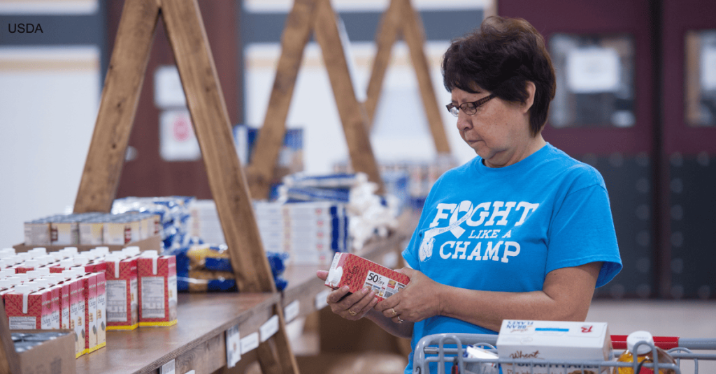 USDA photo of a woman in a food bank
