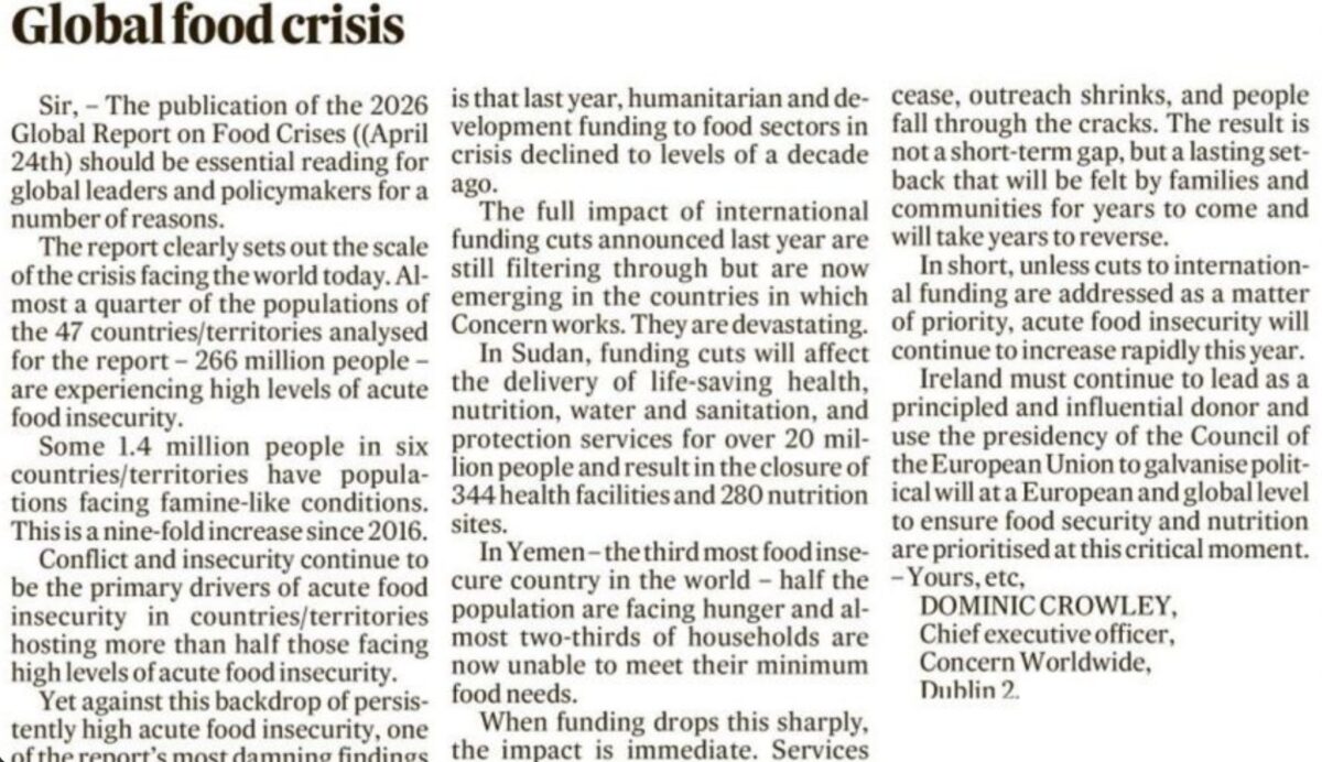 Global Food Crisis Opinion in Irish Times